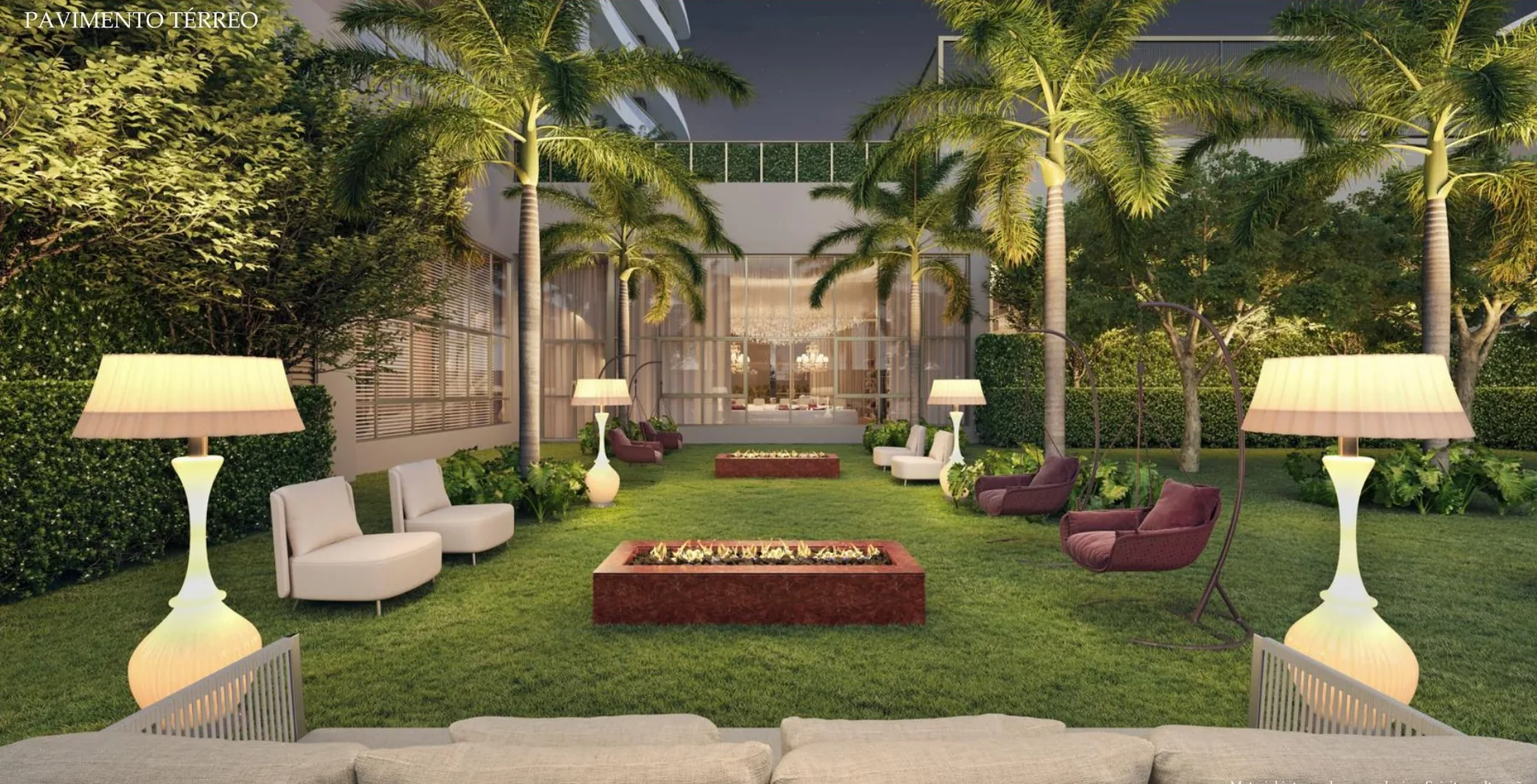 Lounge externo do Le Six Residences