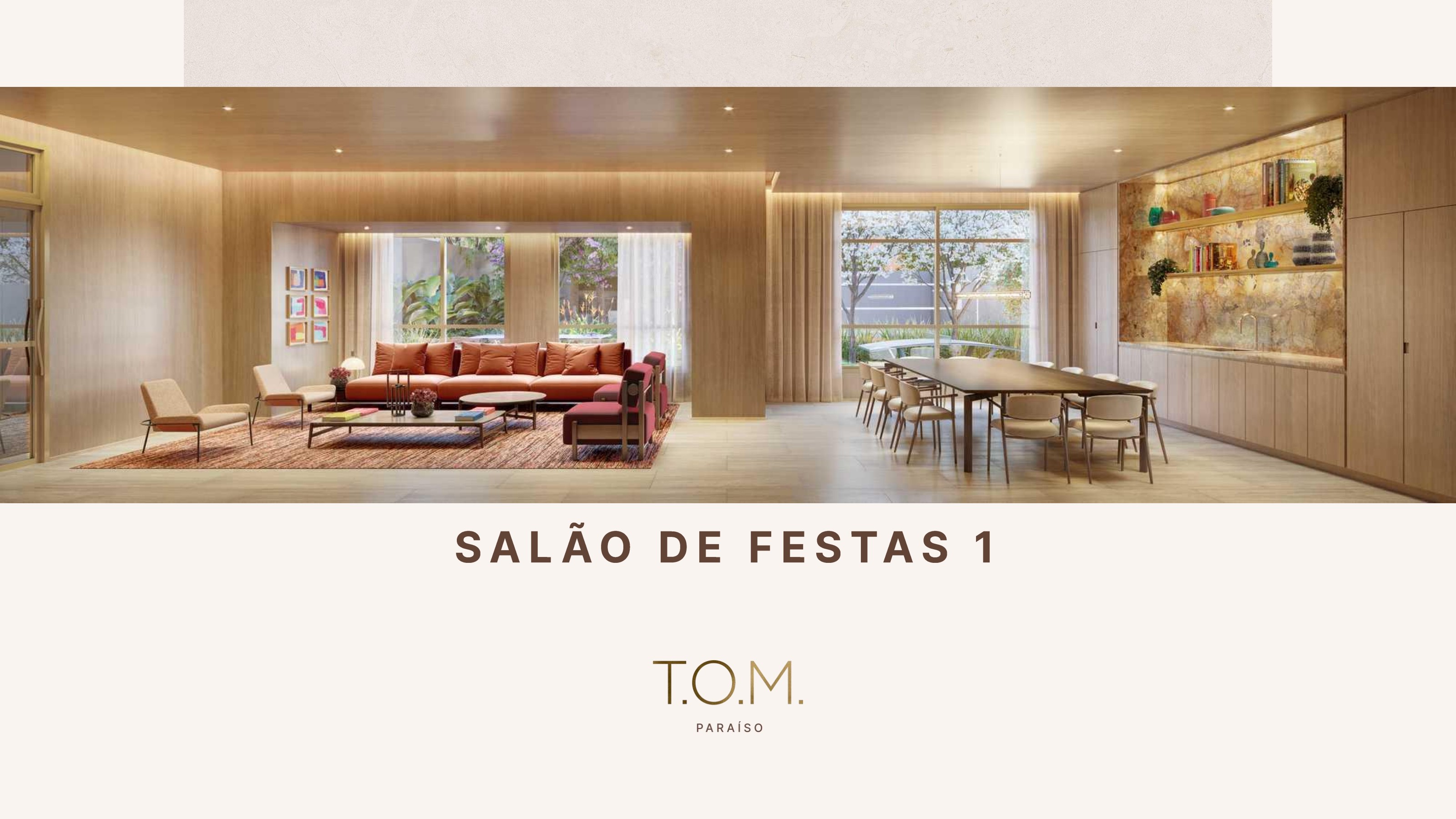 Perspectiva ilustrada do salão de festas — T.O.M. Paraíso
