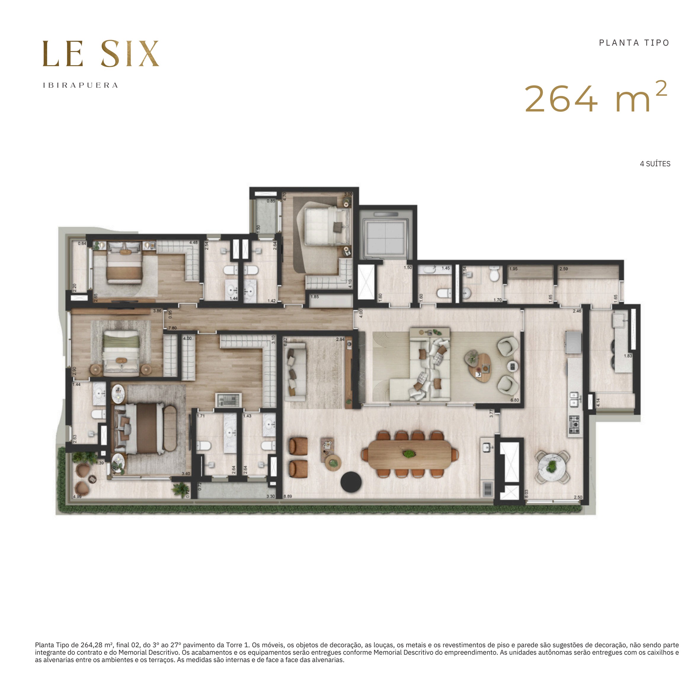 Planta 264 m² — Le Six Ibirapuera