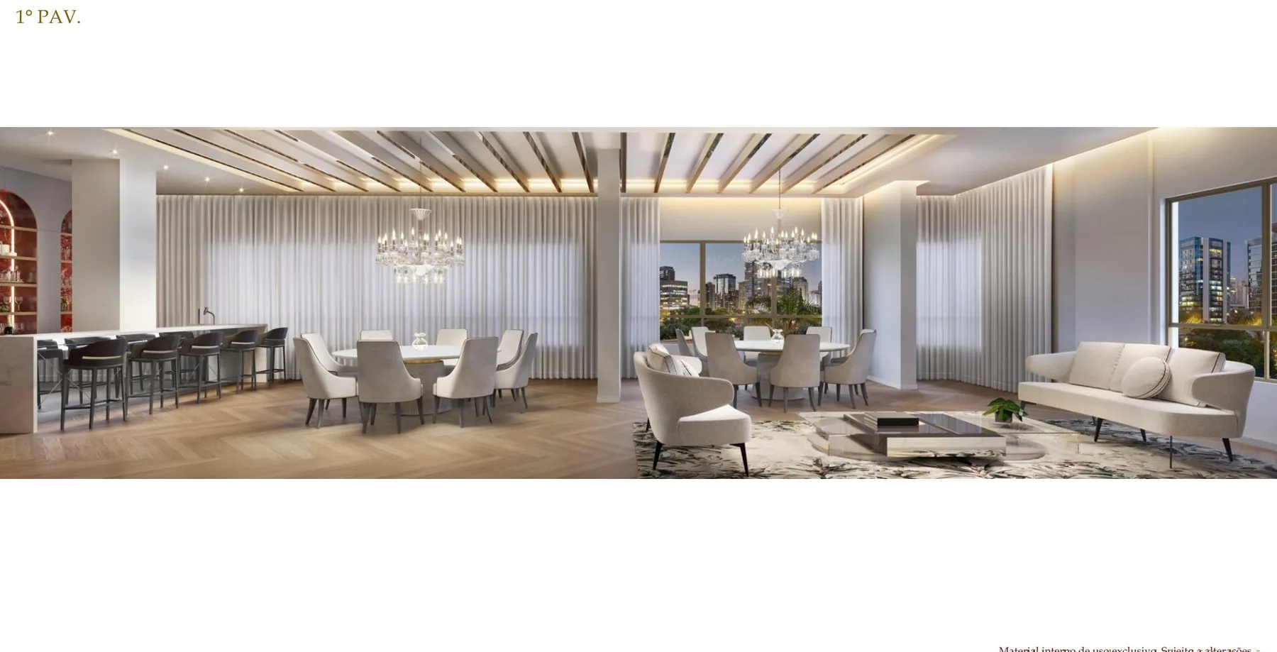 Ambiente do salão gourmet do Le Six Residences