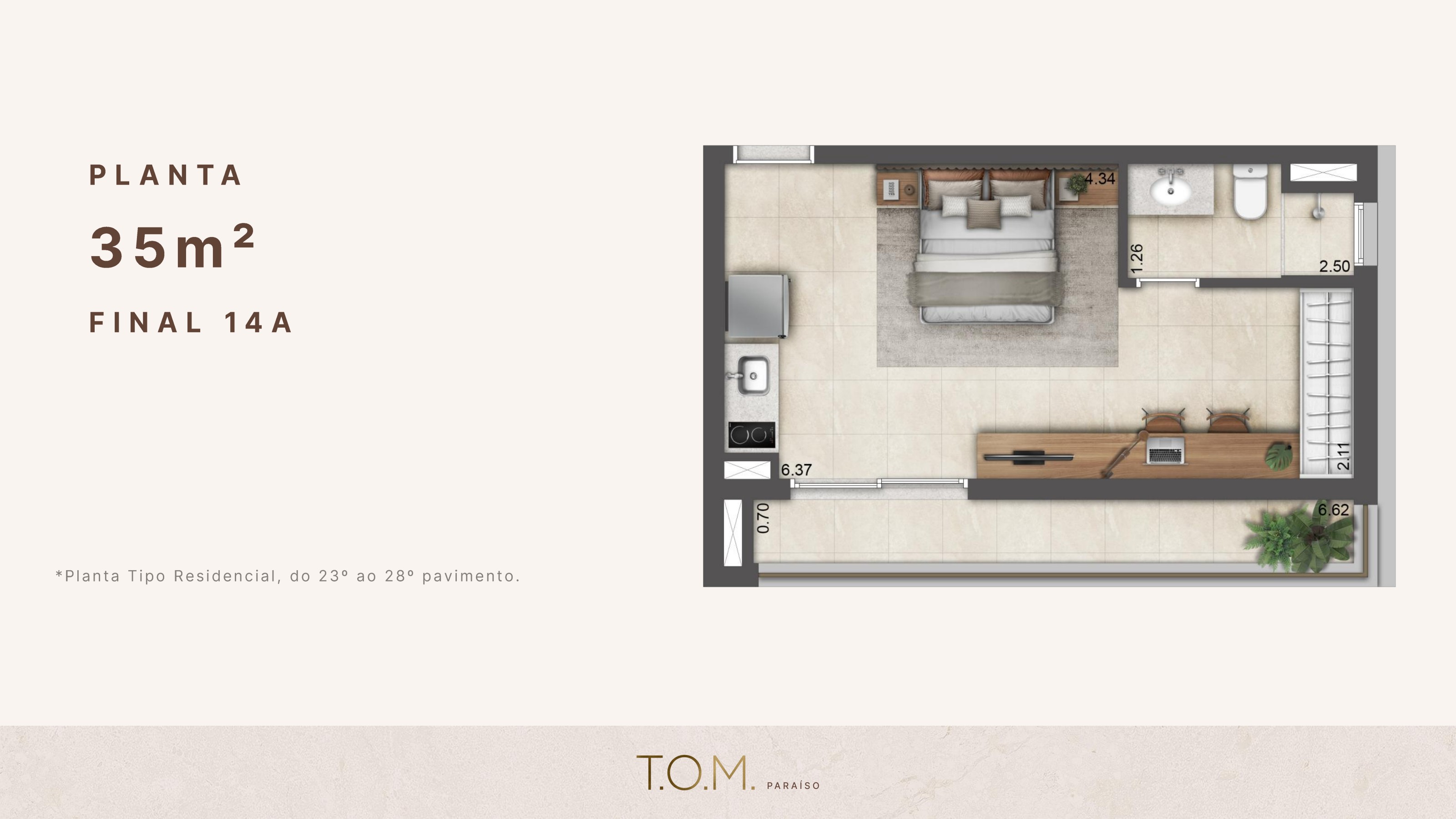 Planta 35 m² — T.O.M. Paraíso