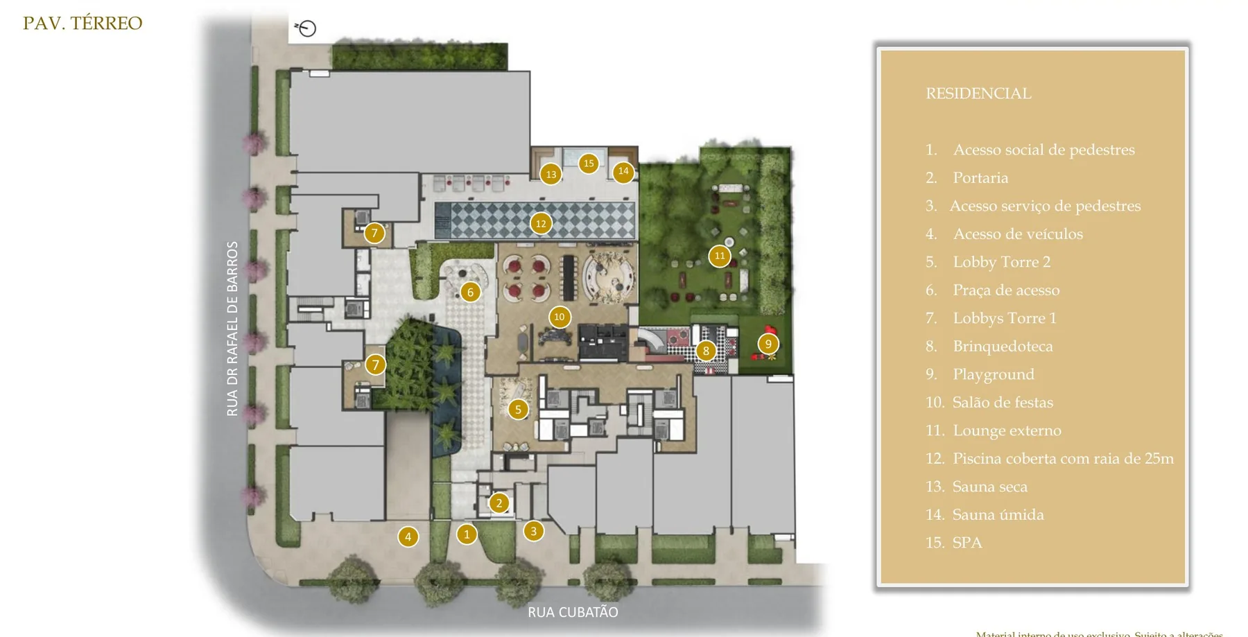 Implantação do térreo do Le Six Residences