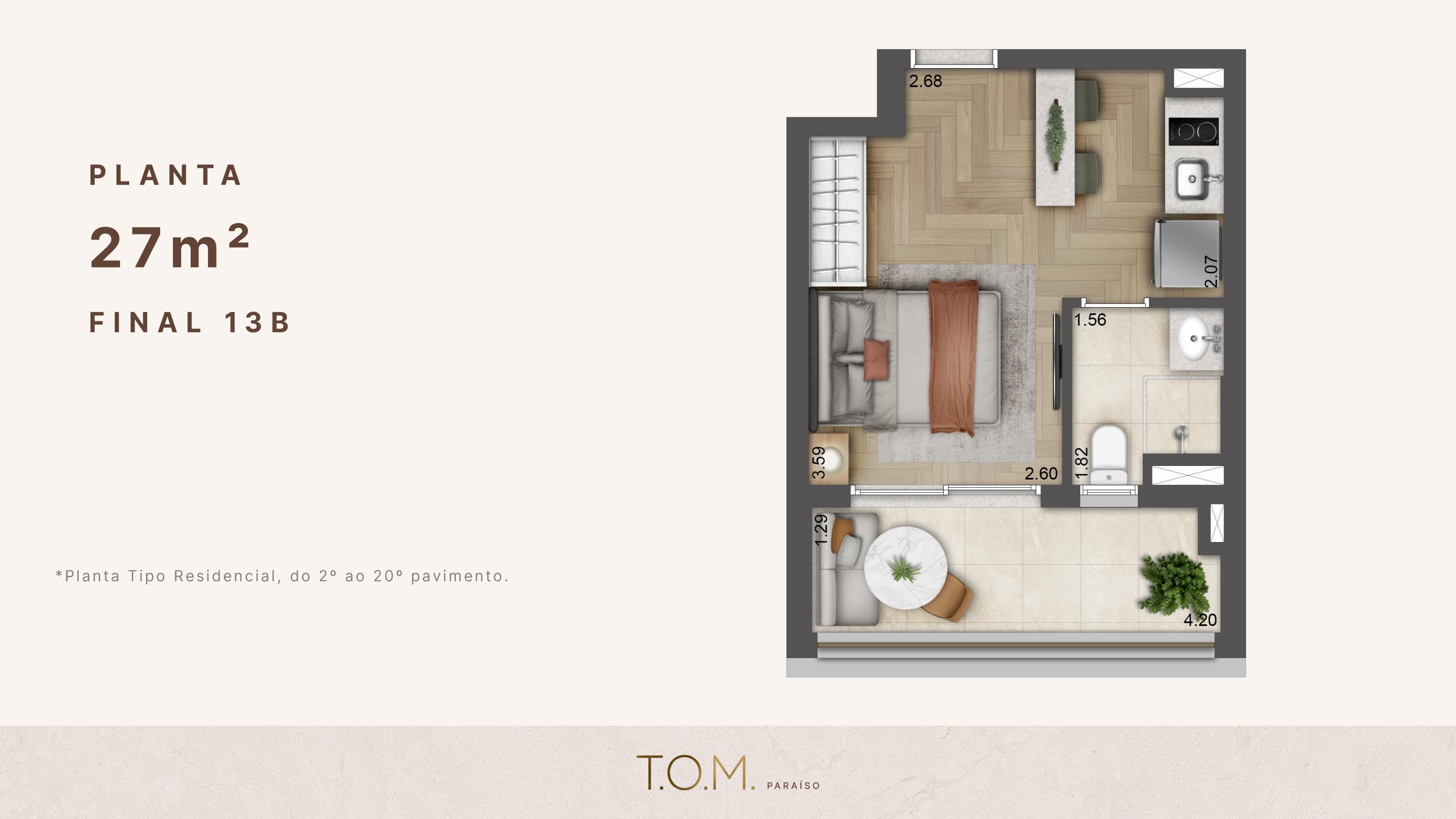 Planta 27 m² — T.O.M. Paraíso