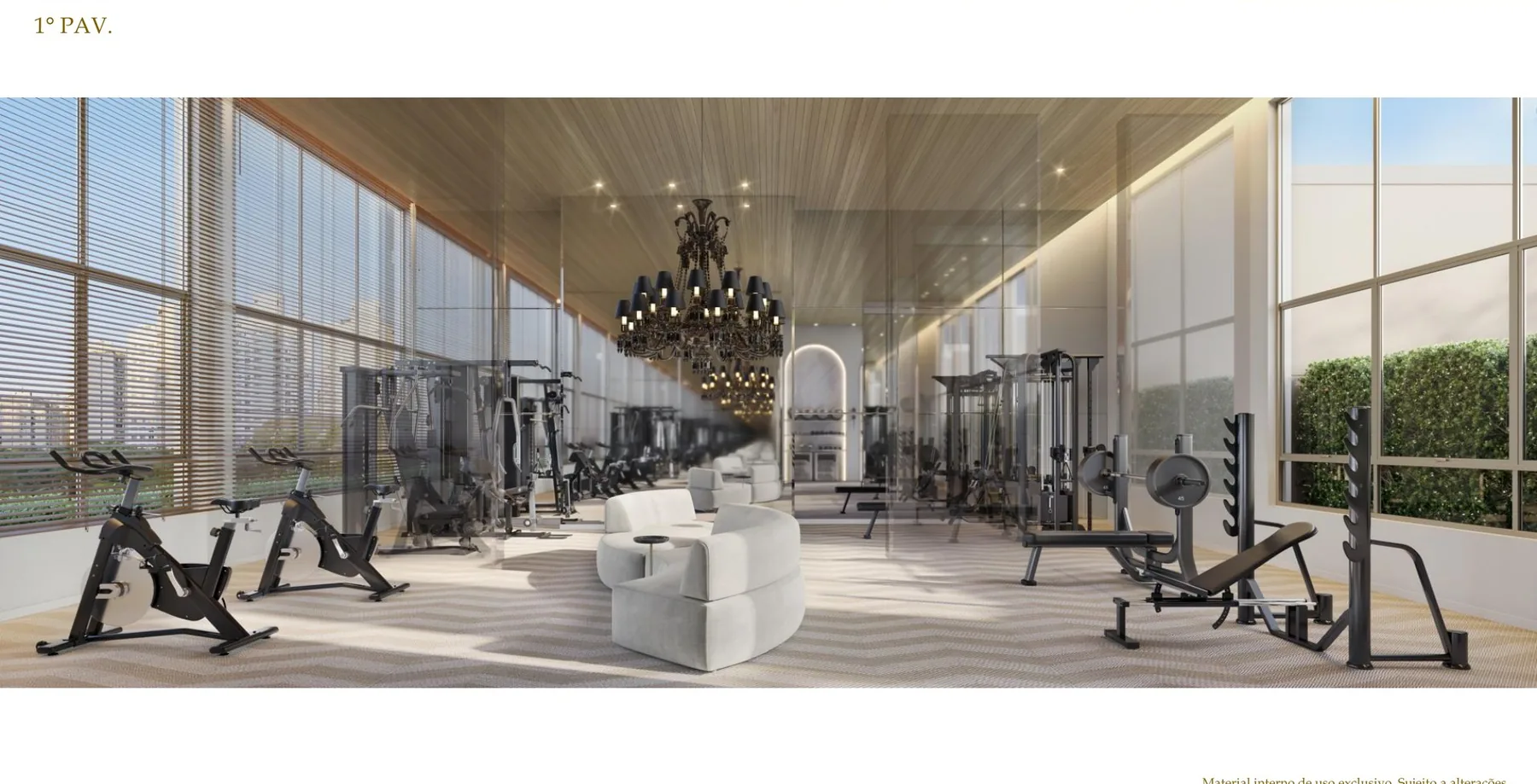 Ambiente de alongamento e funcional do Le Six Residences