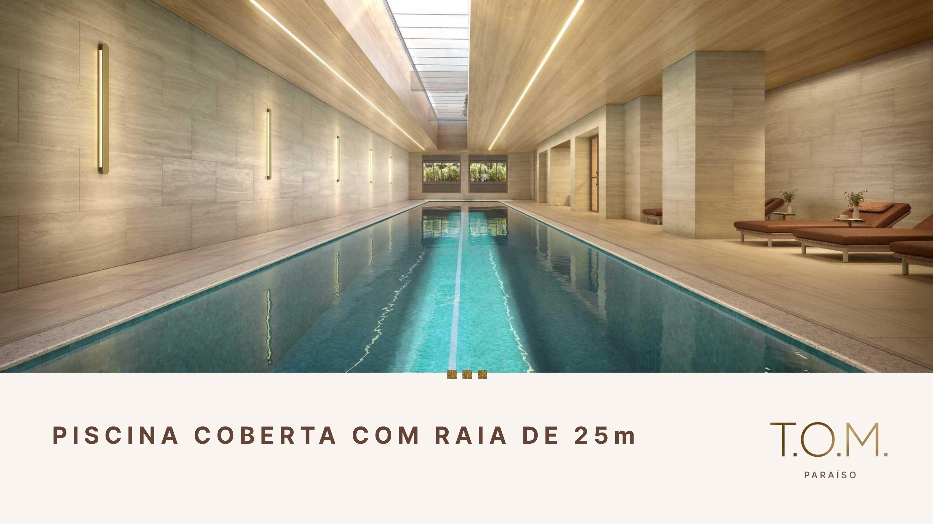 Perspectiva ilustrada da piscina coberta com raia de 25 m — T.O.M. Paraíso