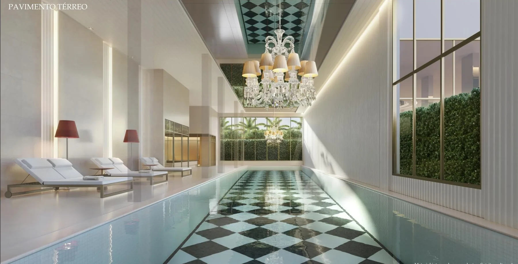 Piscina coberta com raia de 25 m do Le Six Residences